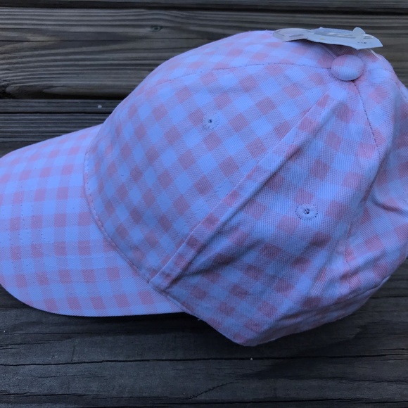 Women Cap Gingham Print Hat Pink/White Baseball - Picture 8 of 8